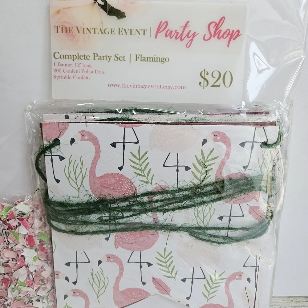 Flamingo Pink and Green Party Decorations Set
